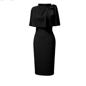 AISIZE Women's Vintage 1940s Half Collar Batwing Cape Party Pencil Dres